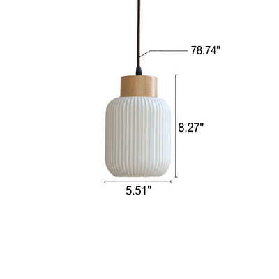 Nordic  White Ceramic Cylindrical Jar 1-Light Japanese Pendant Light