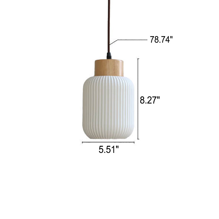 Nordic  White Ceramic Cylindrical Jar 1-Light Japanese Pendant Light