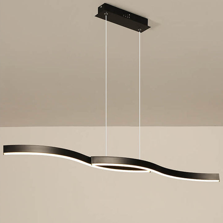 Lustre créatif à LED design moderne à lignes courbes pour îlot 