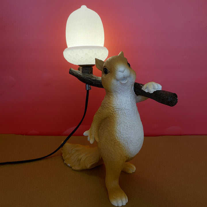 Contemporary Creative Resin Squirrel Moon Glass 1-Light Table Lamp For Bedroom
