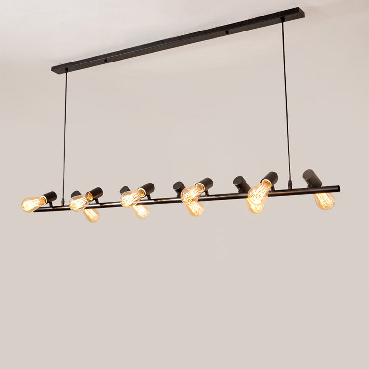 Zeitgenössische Retro Hardware Linear Rahmen Glas Schatten 6/8/10-Licht Insel Licht Kronleuchter Für Esszimmer 