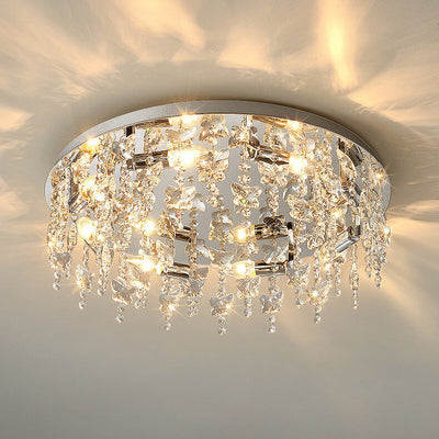Modern Luxury Crystal Round Butterfly Pendant 6/8/12 Light Flush Mount Ceiling Light