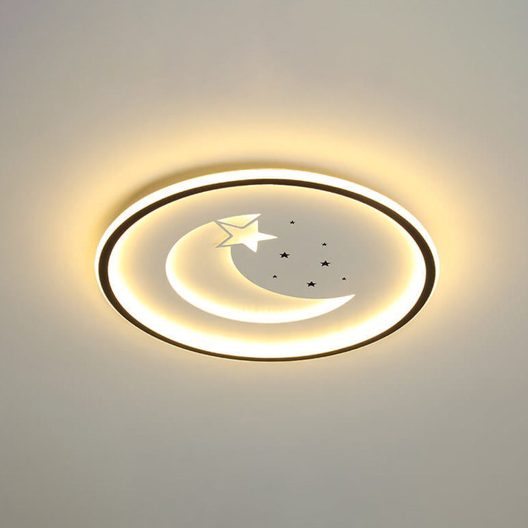 Nordic Minimalist Moon Circle Ring Slim LED Flush Mount Ceiling Light