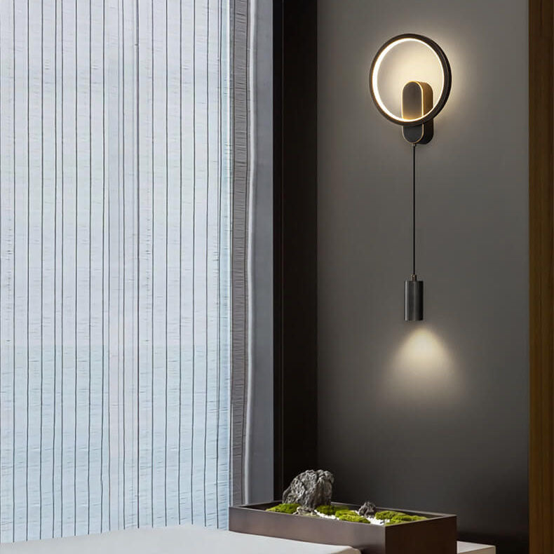 Lámpara Aplique de Pared Creativa LED Redonda Nórdica de Cobre Industrial 