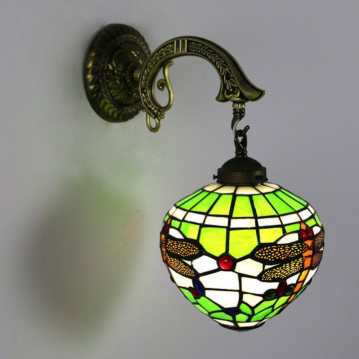 Lámpara de Aplique de Pared de 1 Luz de Vidrio Tiffany Vintage 