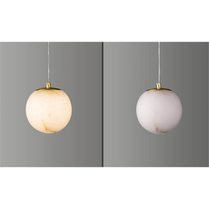 Modern Luxury Round Marble Brass 1-Light Pendant Light