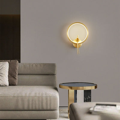 Nordic Minimalist Creative Round Full Copper LED Wall Scone Lamp