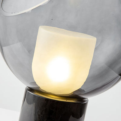 Lámpara de Mesa de 1 Luz con Base de Mármol Minimalista Nórdico y Bola de Vidrio 
