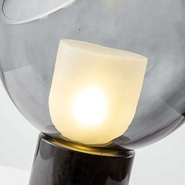 Lámpara de Mesa de 1 Luz con Base de Mármol Minimalista Nórdico y Bola de Vidrio 