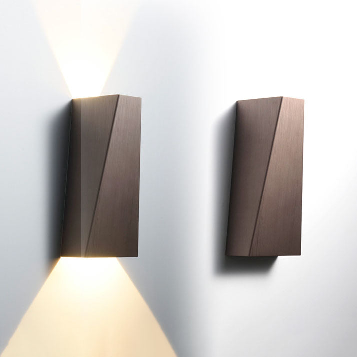 Modern Minimalist Brushed Aluminum Geometric Square LED Wall Sconce Lamp