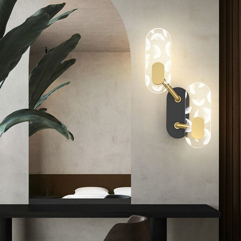 مصباح حائط LED حديث إبداعي بحلقة أكريليك باللون الأسود والذهب 