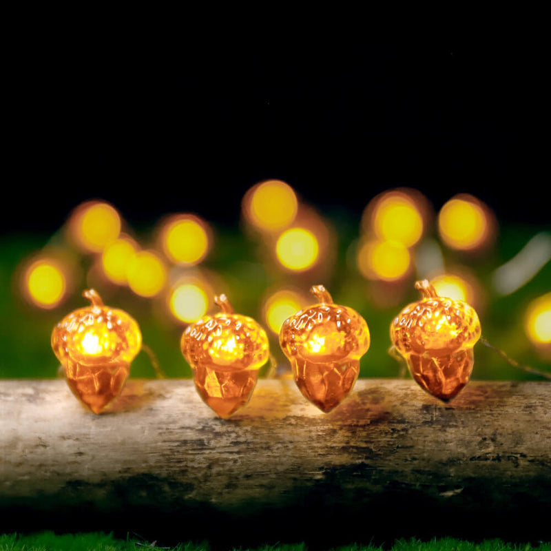 Décoration moderne de Thanksgiving avec citrouille et gland en érable, guirlande lumineuse à 30 LED 
