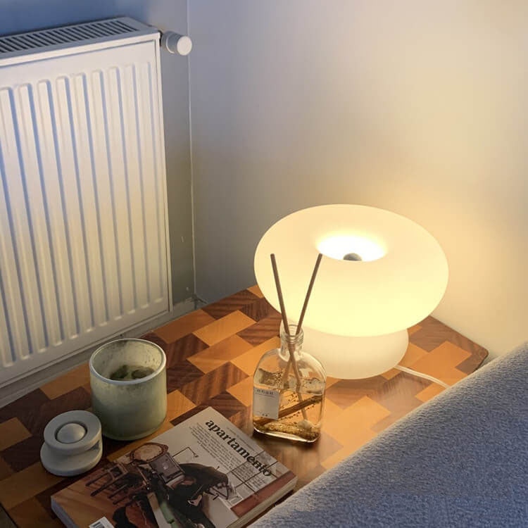 Danish Milk White Mushroom 1-Light Table Lamp