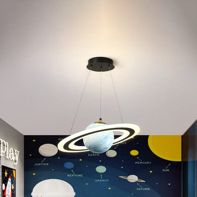 Modern Creative Space Planet Circle Kids LED Chandelier