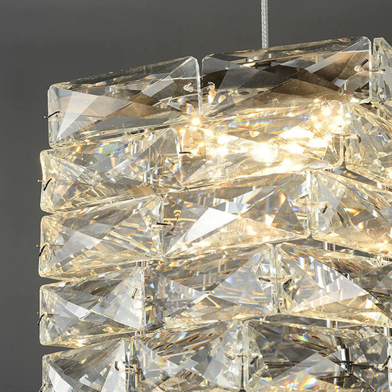 Modern Luxury Crystal Column Stainless Steel LED Pendant Light