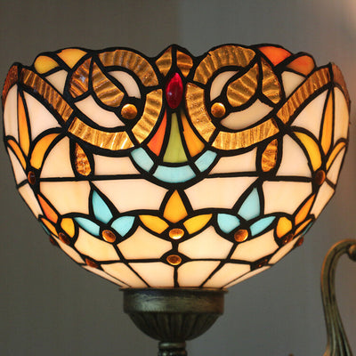 European Tiffany Flora Stained Glass 1-Light Wall Sconce Lamp