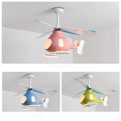 Cartoon Creative Aircraft Design LED Downrods Ceiling Fan Light