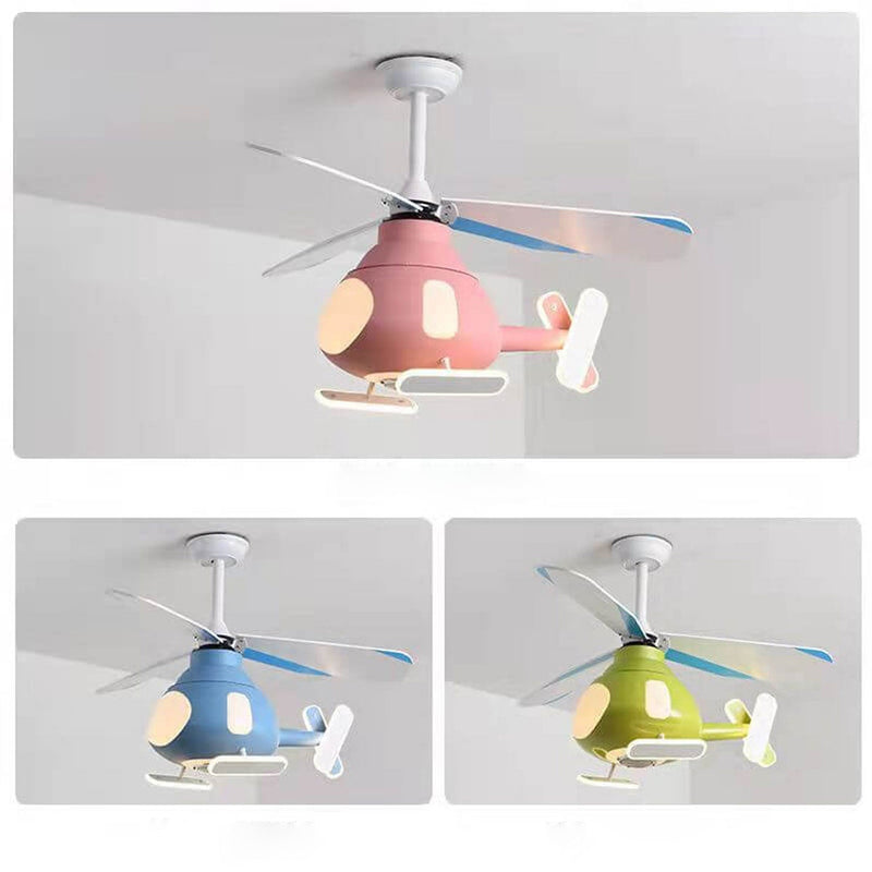 Cartoon Kreatives Flugzeugdesign LED Downrods Deckenventilatorlicht 