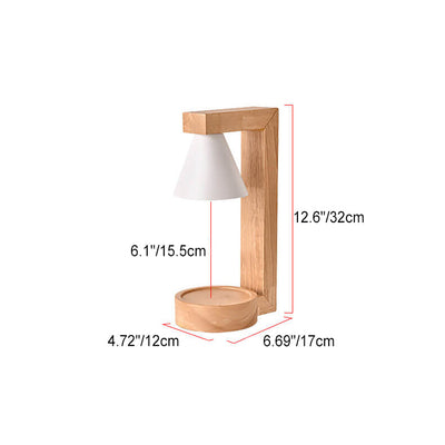 Contemporary Creative Cone Wood Metal 1-Light Aroma Melt Wax Table Lamp For Bedroom