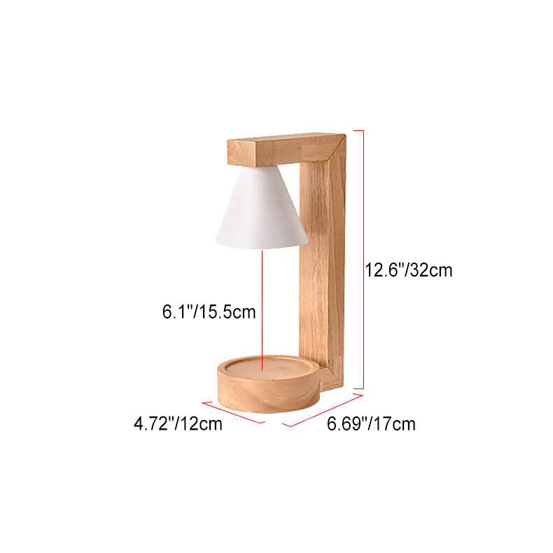 Contemporary Creative Cone Wood Metal 1-Light Aroma Melt Wax Table Lamp For Bedroom