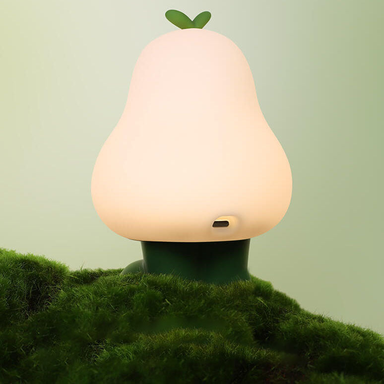 Lampe de table LED USB en silicone poire dessin animé créatif moderne 