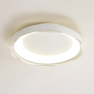 Modern Minimalist Cream Round Iron Acrylic LED Flush Mount Ceiling Light For Bedroom