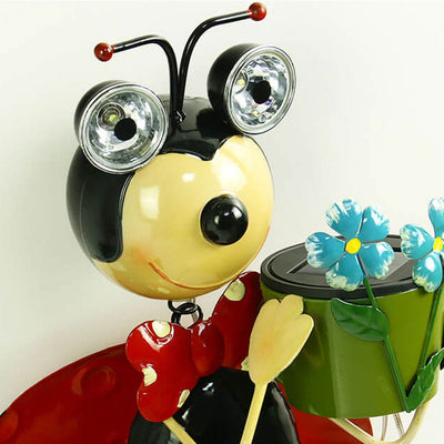 Solar Creative Bees Ladybug Iron Outdoor Patio Decorative Ground Plug Path Light