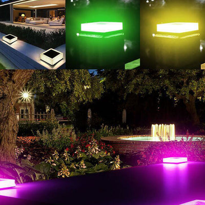 Modern Solar RGB Square Post Head Light Outdoor Garden Landscape Light