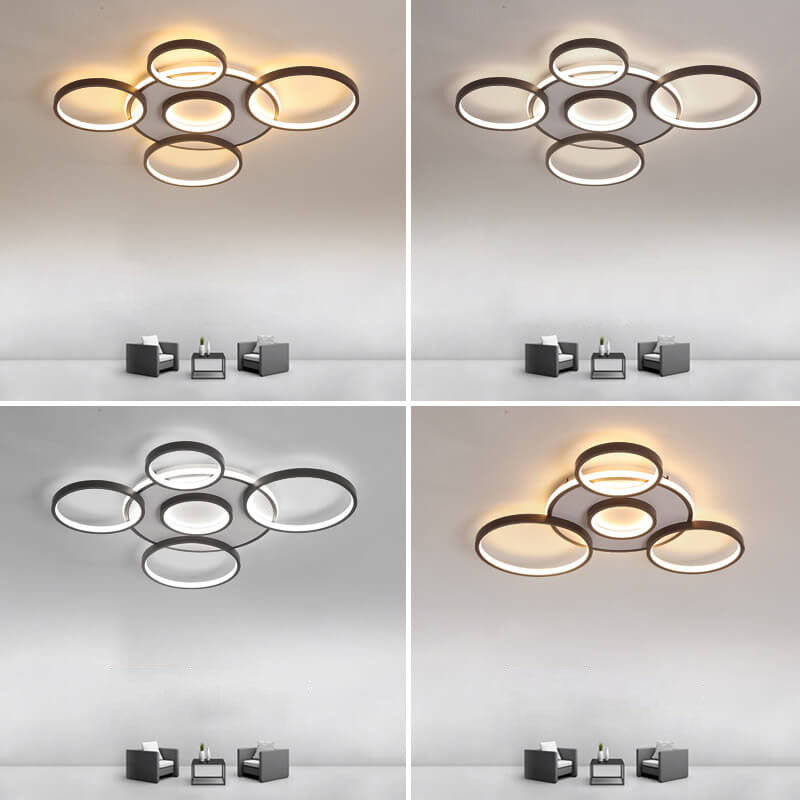 Moderne minimalistische runde Kombinations-Hardware-Eisen-LED-Deckenleuchte zur flachen Montage für das Wohnzimmer 