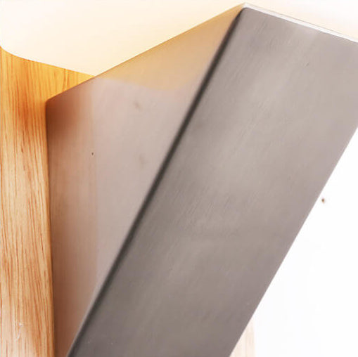 Lámpara Aplique de Pared de 1 Luz con Base de Madera Sólida y Vidrio Cuadrado Nórdico 