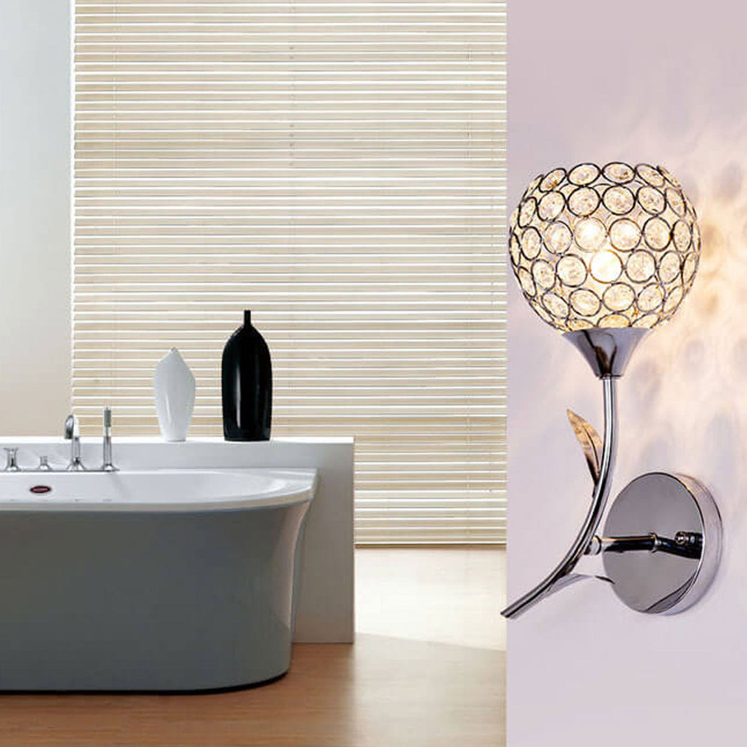 Lámpara de Aplique de Pared Romántica de Cristal Europeo Moderno de 1 Luz 