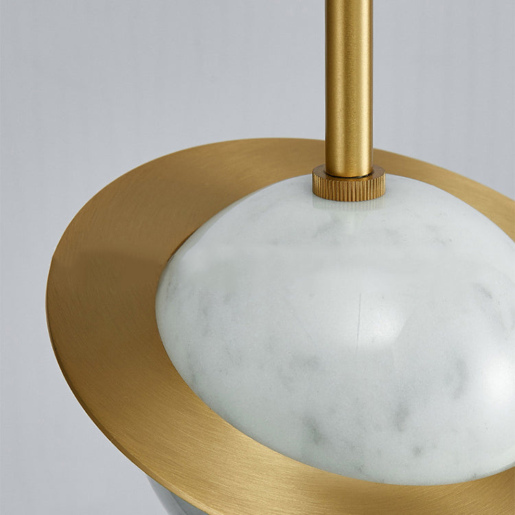 Contemporary Nordic Planet Marble Iron LED Pendant Light for Living Room
