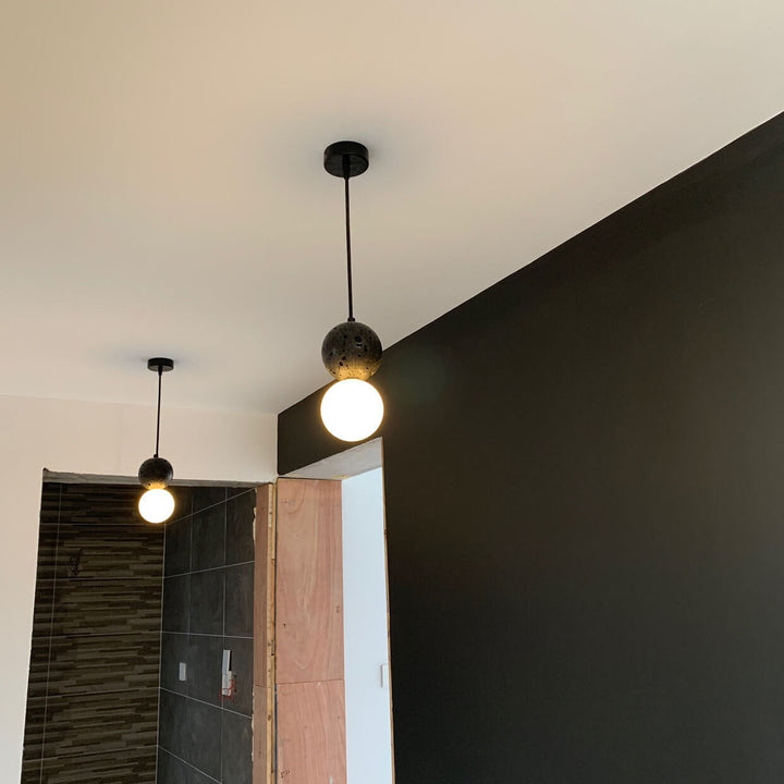 Zeitgenössische skandinavische Orb Terrazzo 1-Licht Pendelleuchte für Schlafzimmer 