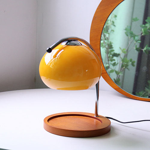 Contemporary Retro Glass Dome Solid Wood Metal Base 1-Light Melting Wax Table Lamp