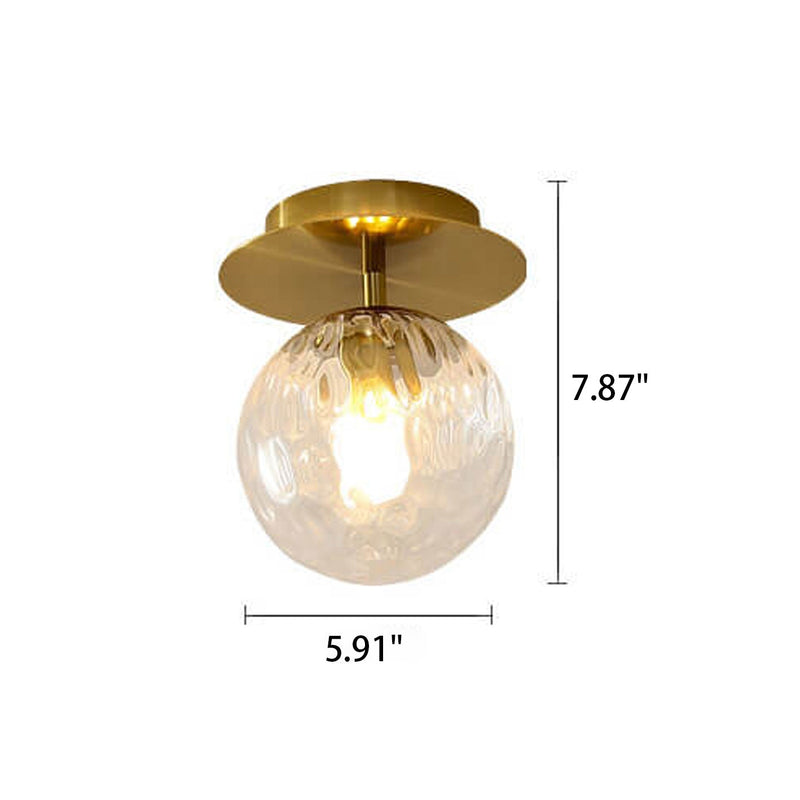 Nordic Water Glass Orb 1-Light Semi-Flush Mount Ceiling Light