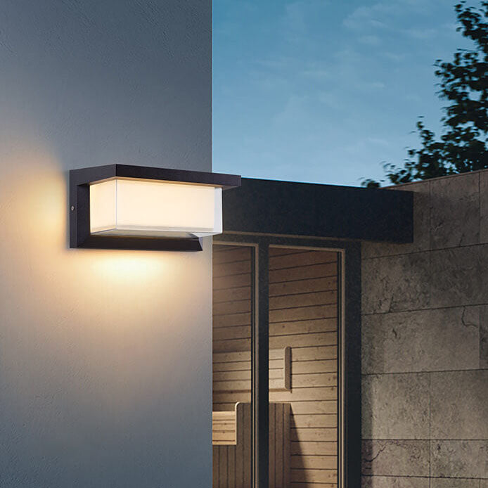Lámpara Apliqué de Pared Exterior Moderna Minimalista Solar Rectangular PC LED Para Patio Exterior 