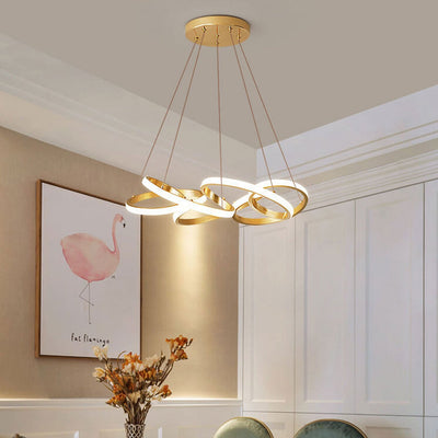 Moderner Luxus Gold Twisted Line Island Light LED Kronleuchter