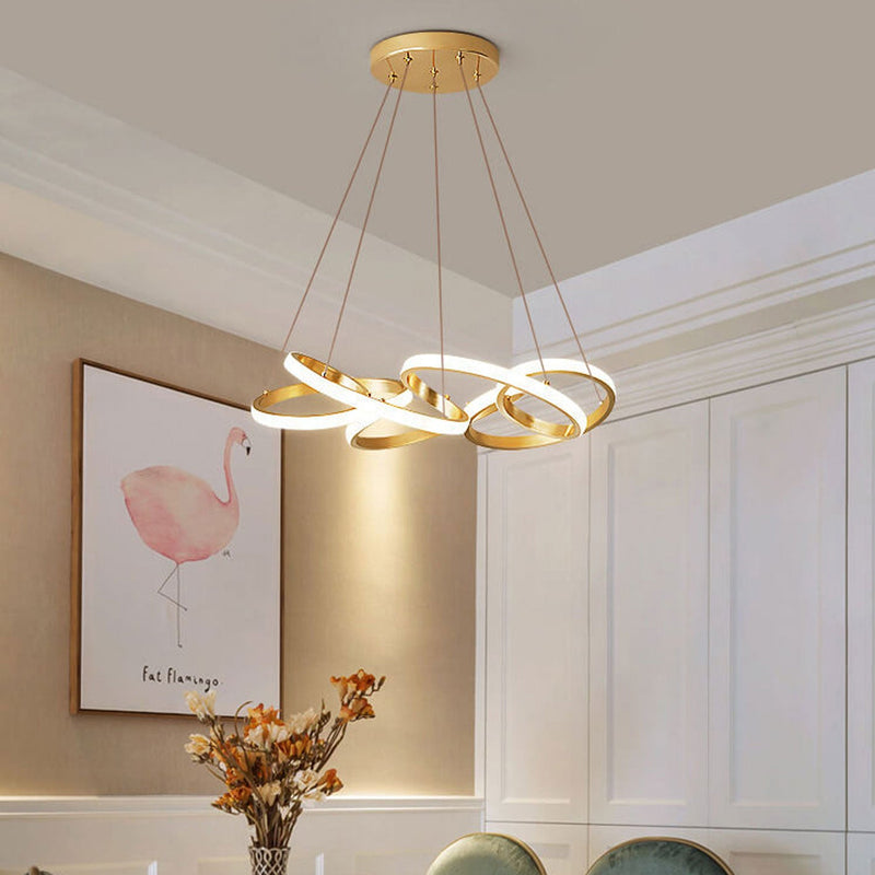 Modern Luxury Gold Twisted Line Island Light LED Chandelier