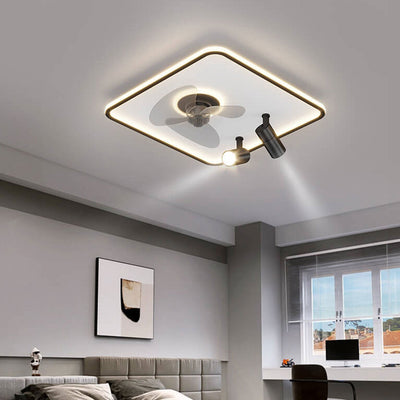 Minimalist Ultra-thin Square Spotlight  LED Flush Mount Ceiling Fan Light