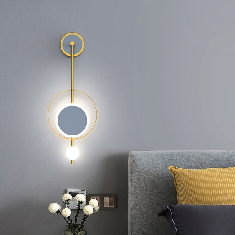 Moderne minimalistische Eisenkreis-LED-Licht-Wandleuchte mit geradem Arm