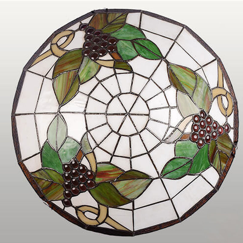 European Tiffany Round Flower Stained Glass 2/3 Light Flush Mount Ceiling Light