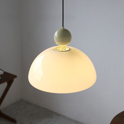 Nordic Vintage Milky White Glass Dome Round 3-Light Pendant Light