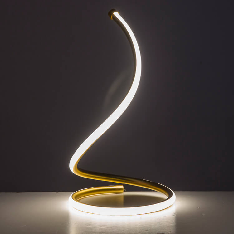 Lámpara de mesa LED moderna minimalista con forma de serpiente de aluminio y silicona para dormitorio 