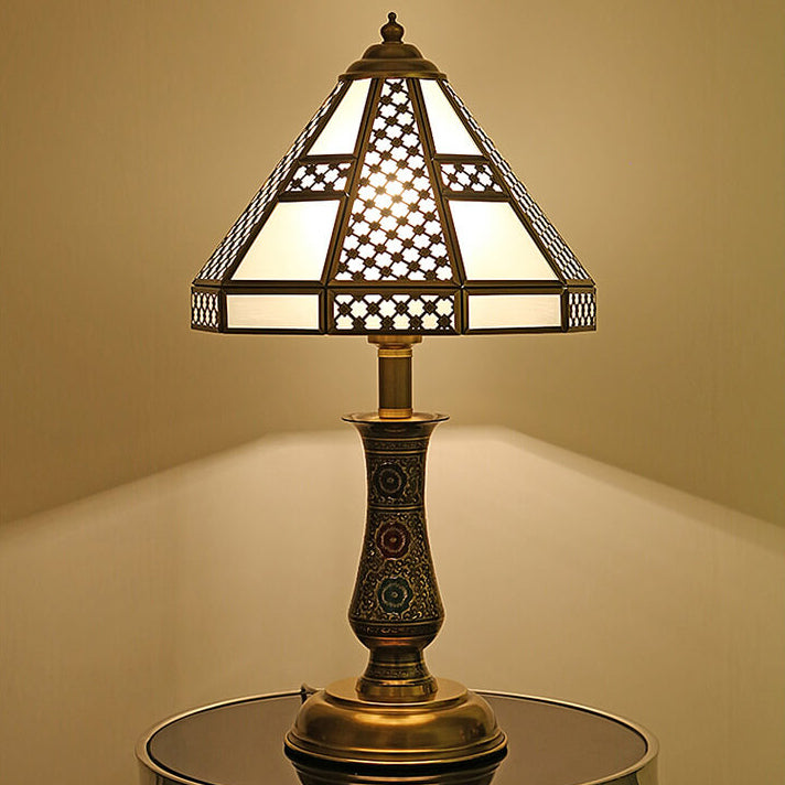 Modern Luxury Glass Copper 1-Light Table Lamp For Bedroom