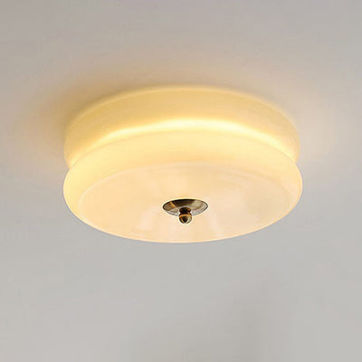 Modern Simplicity Cylinder Glass Shade LED Flush Mount Ceiling Light For Living Room
