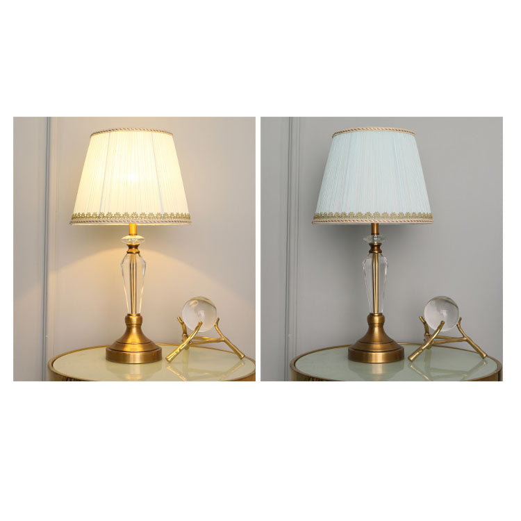 Lampe de table européenne minimaliste en tissu cristal à 1 lumière 