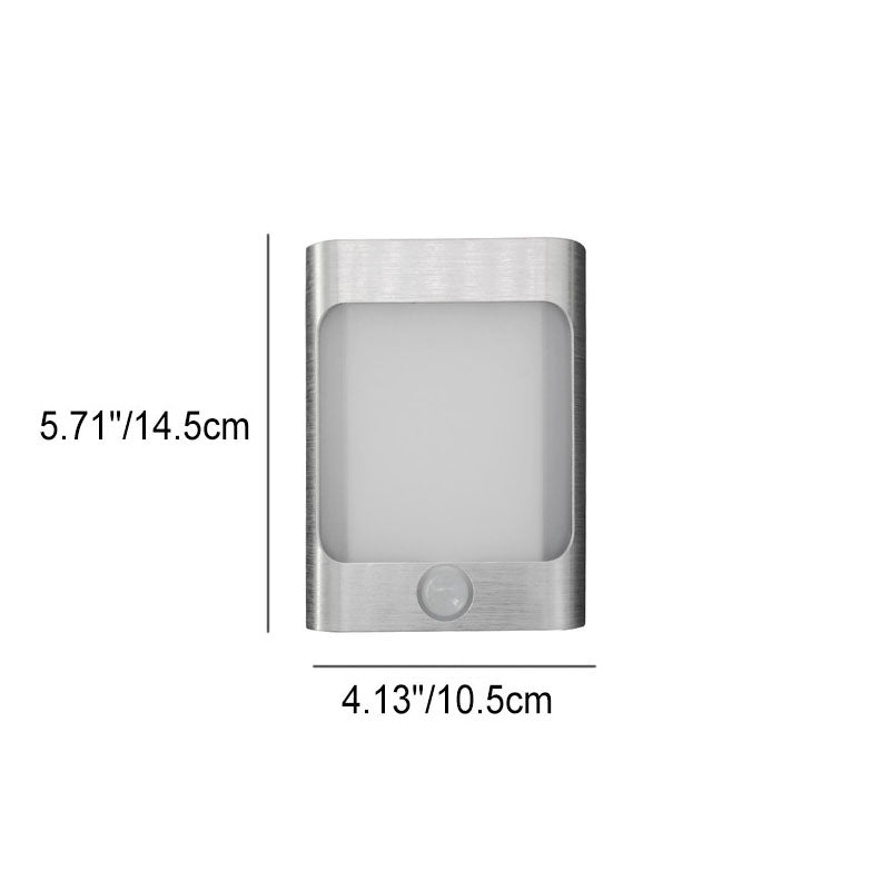 Lampe murale LED rechargeable USB en aluminium avec capteur corporel rectangulaire moderne 