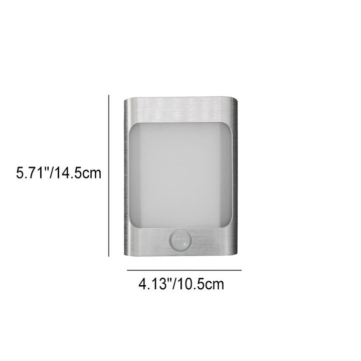 Lampe murale LED rechargeable USB en aluminium avec capteur corporel rectangulaire moderne 