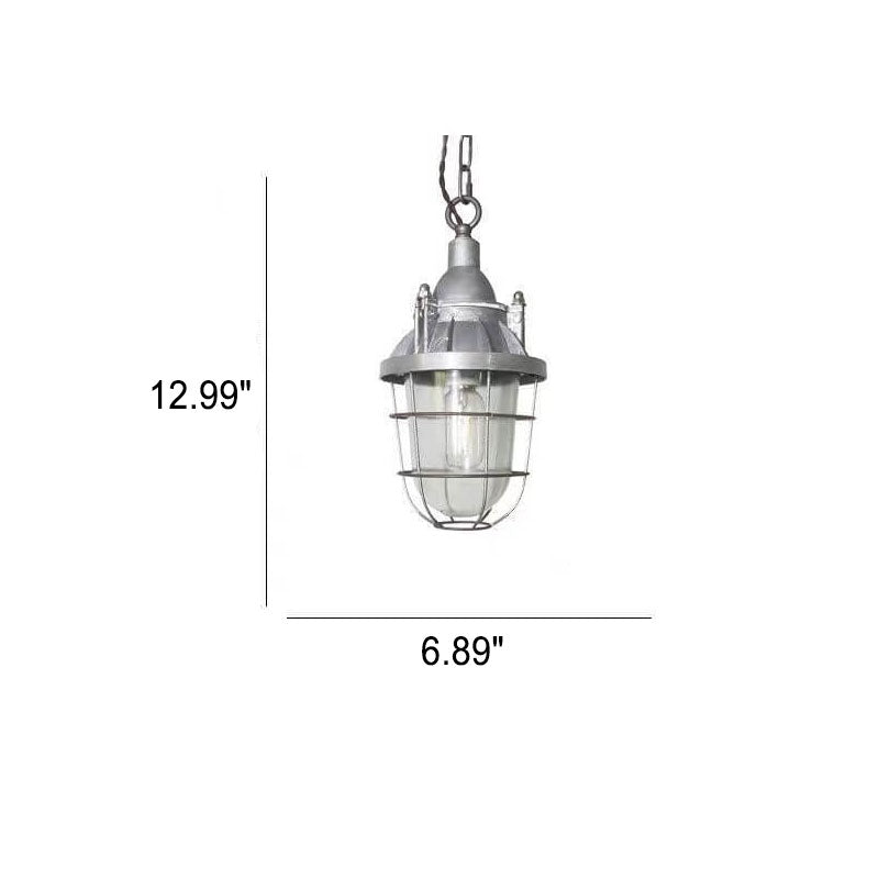Vintage Industrial Aluminum Iron Glass Dome 1-Light Pendant Light
