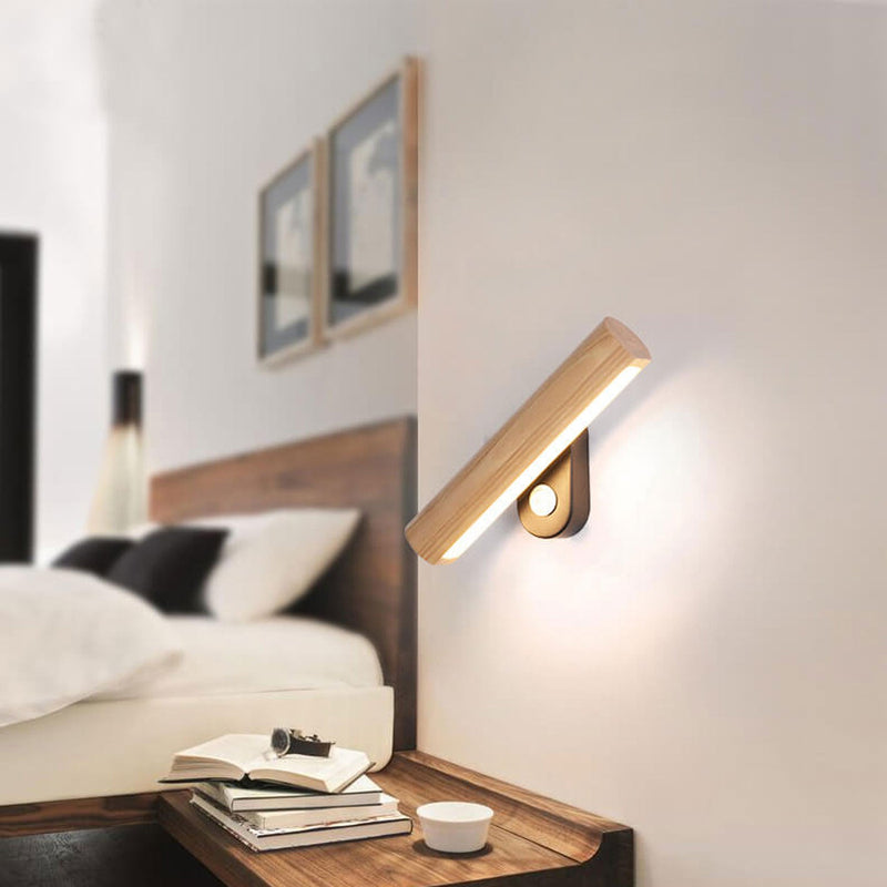 Nordic Simple Solid Wood Bar Rotating LED Wall Sconce Lamp